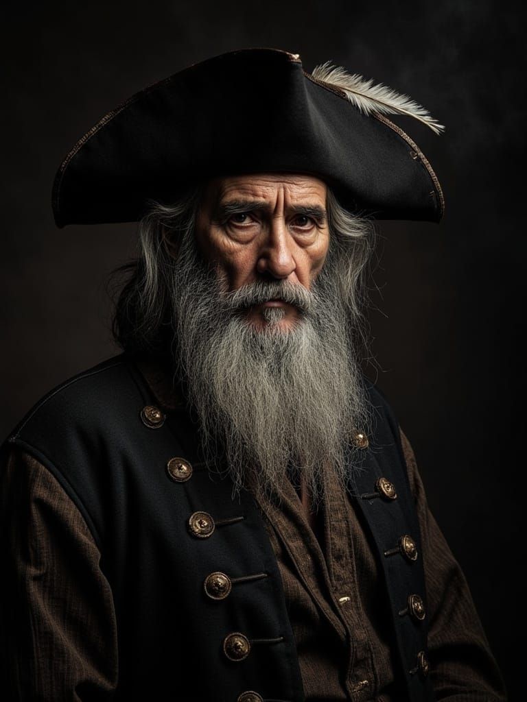 Weathered Pirate Captain in Dramatic Lighting