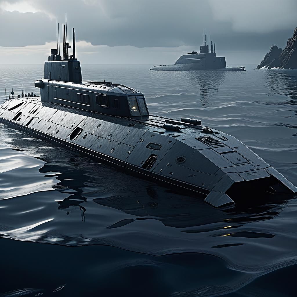 Futuristic Stealth Submarine Concept Art