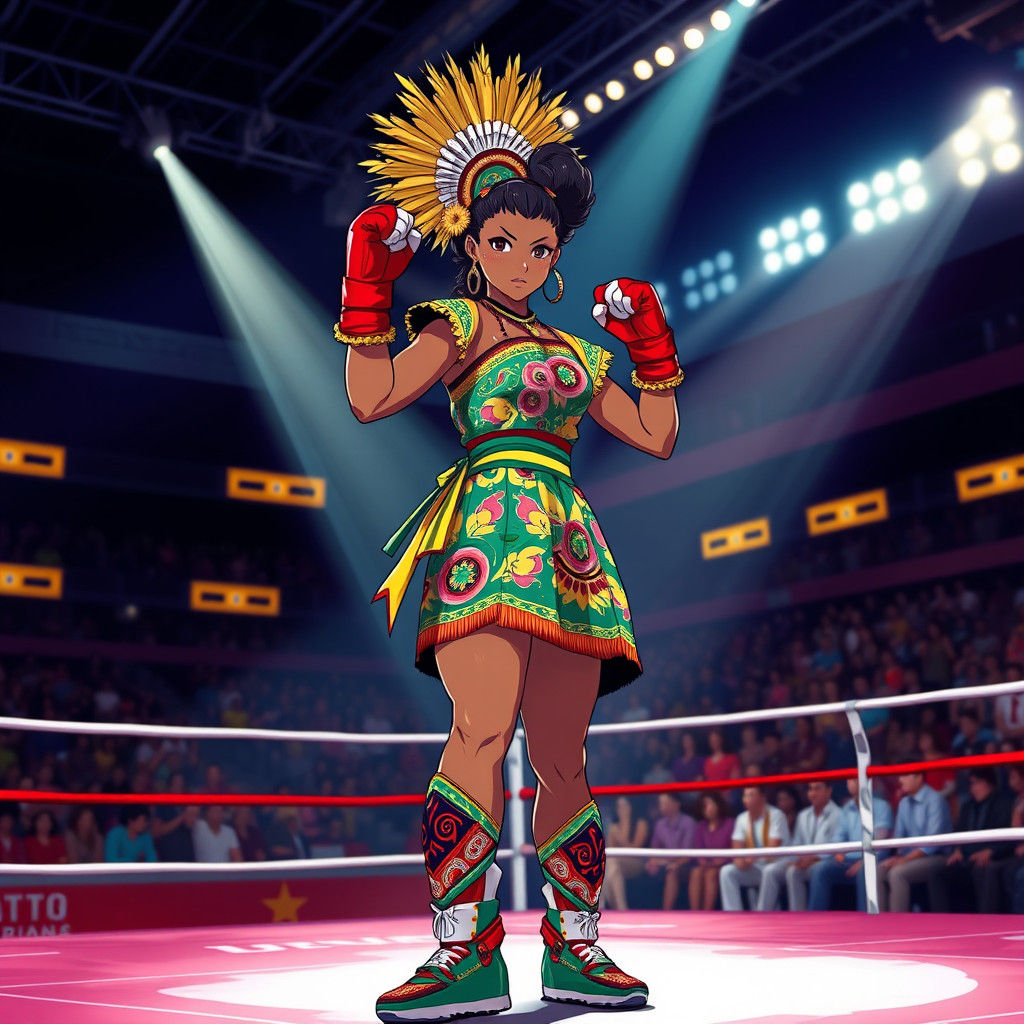 Guyanese Fighter Girl in Anime-Style Fighting Tournament