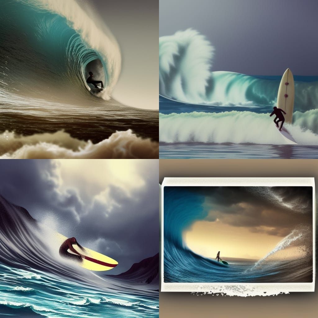 Epic Surfing Scene in Digital Matte Painting
