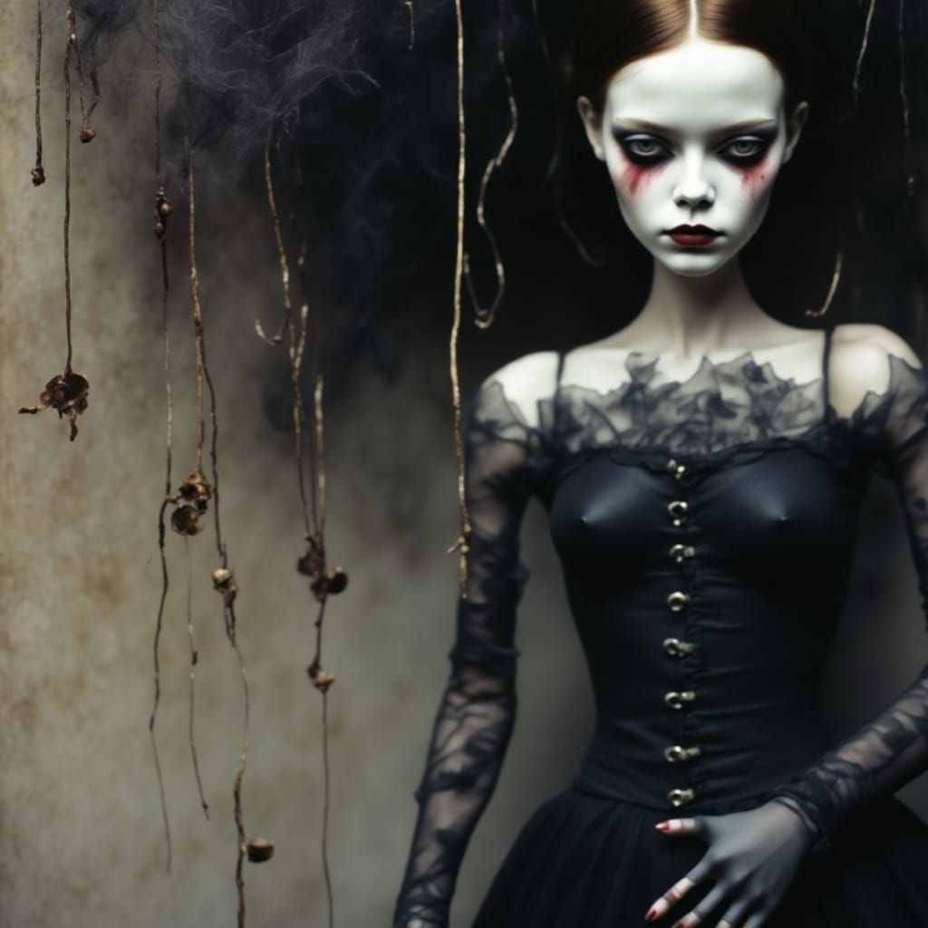 Goth Girl Marionette in Claymation Style