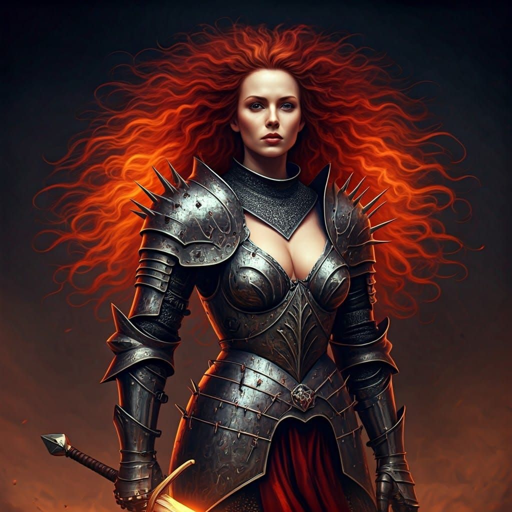 Fiery Witch Knight in a Gothic Armor