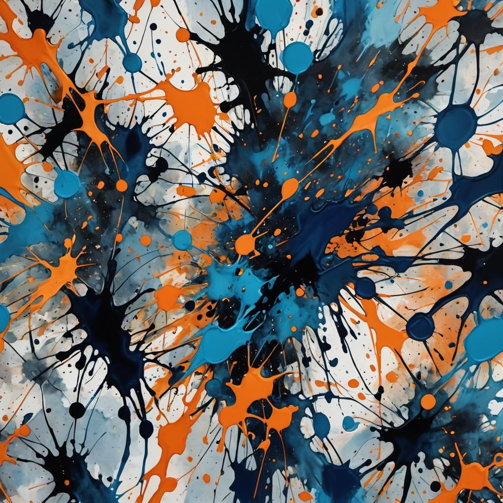Abstract Ink Splatter Art in Bold Colors