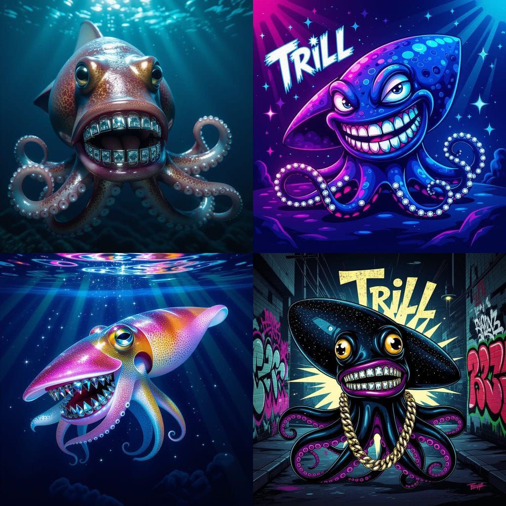 Ghetto Squid With Diamond Grills