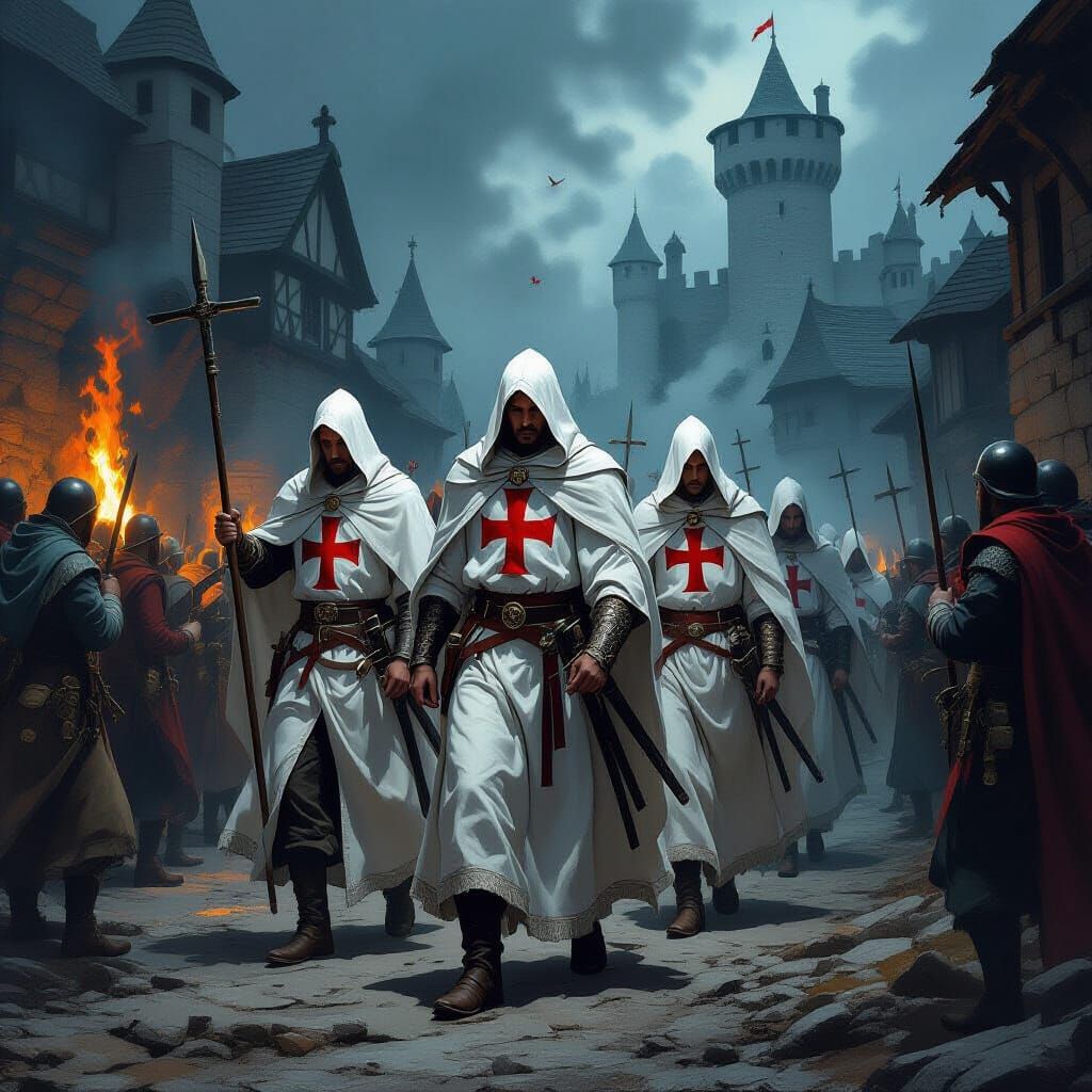 Templar Knights Arrested in Dramatic Medieval Scene