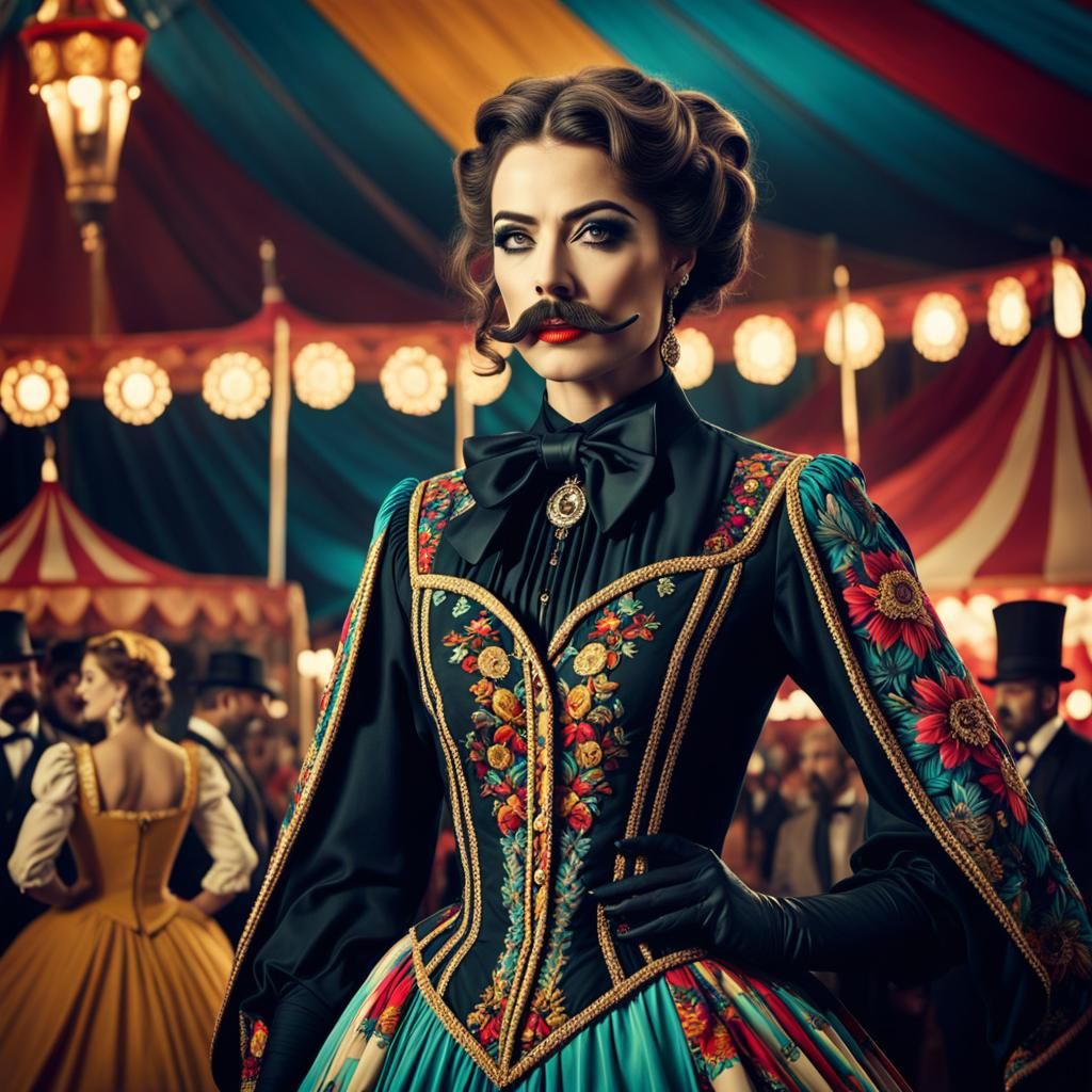 Bearded Lady in Circus, Digital Matte Painting