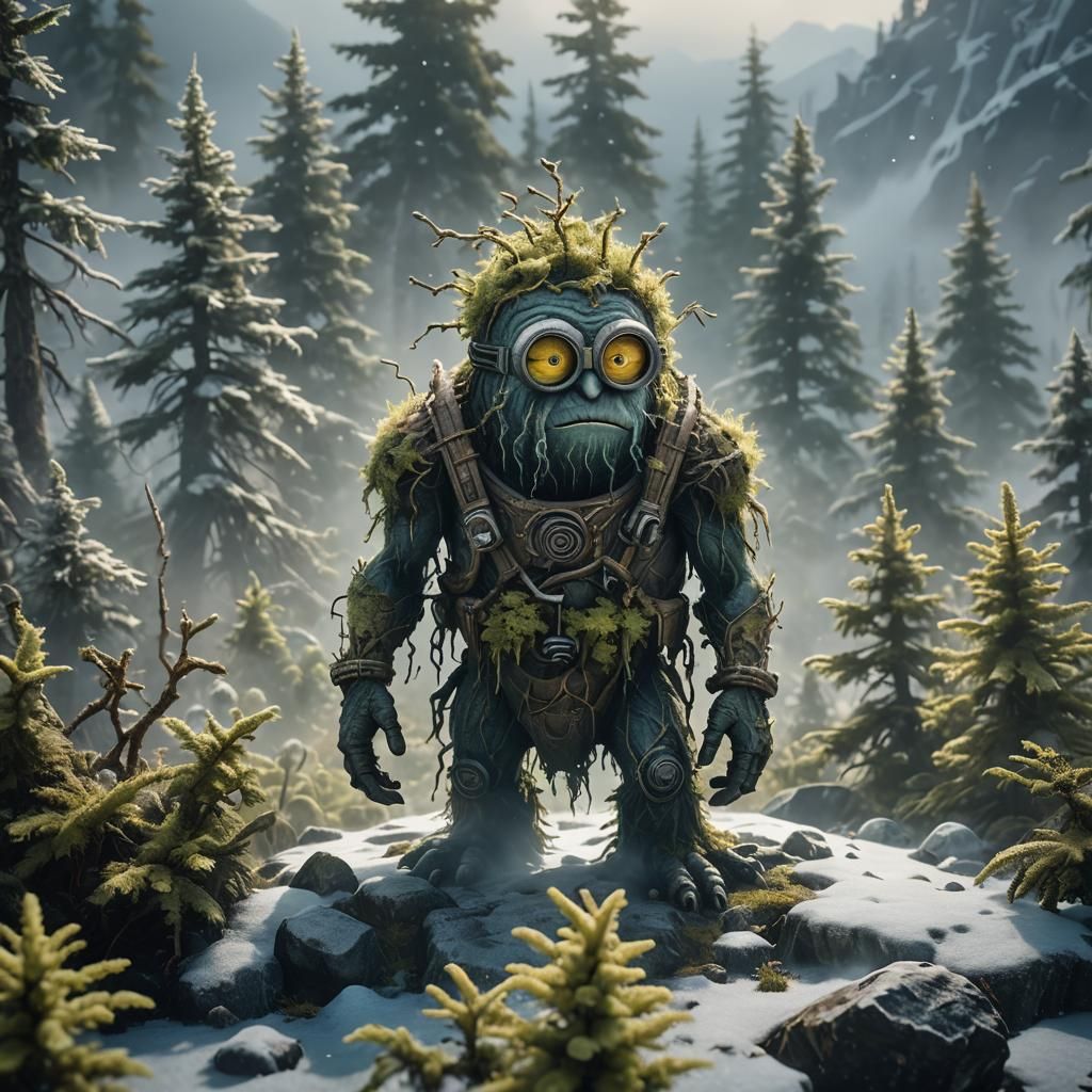 Arctic Tree Creature in Ethereal Landscape