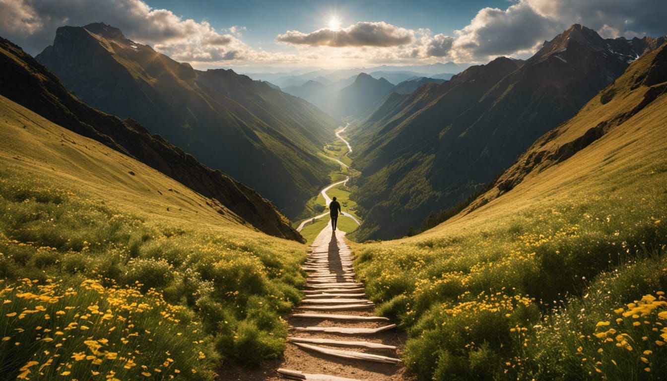 A person gazing upward on a mountain path 3784 -........ God Is Available. He Loves You...Do You Want Help?...see http:/...