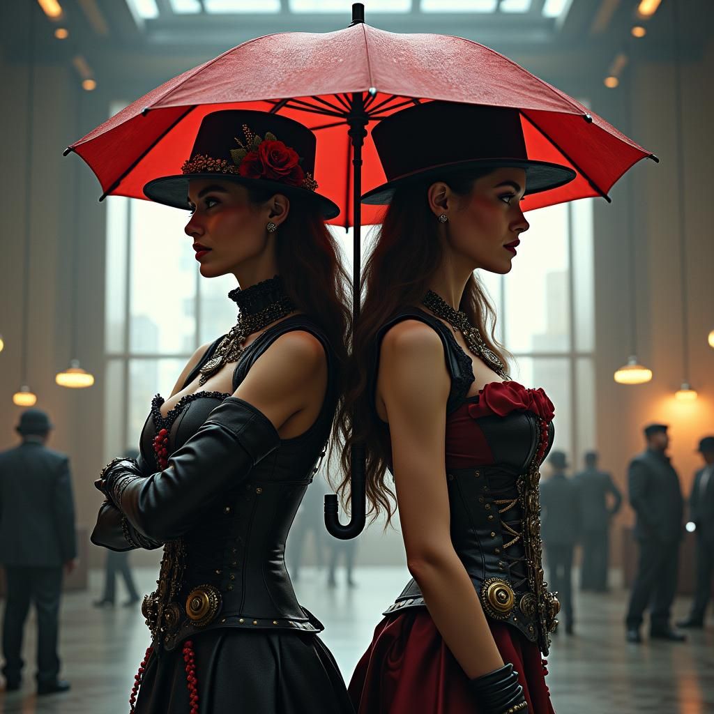 Steampunk Halloween: Umbrella Corporation's Dynamic Duo