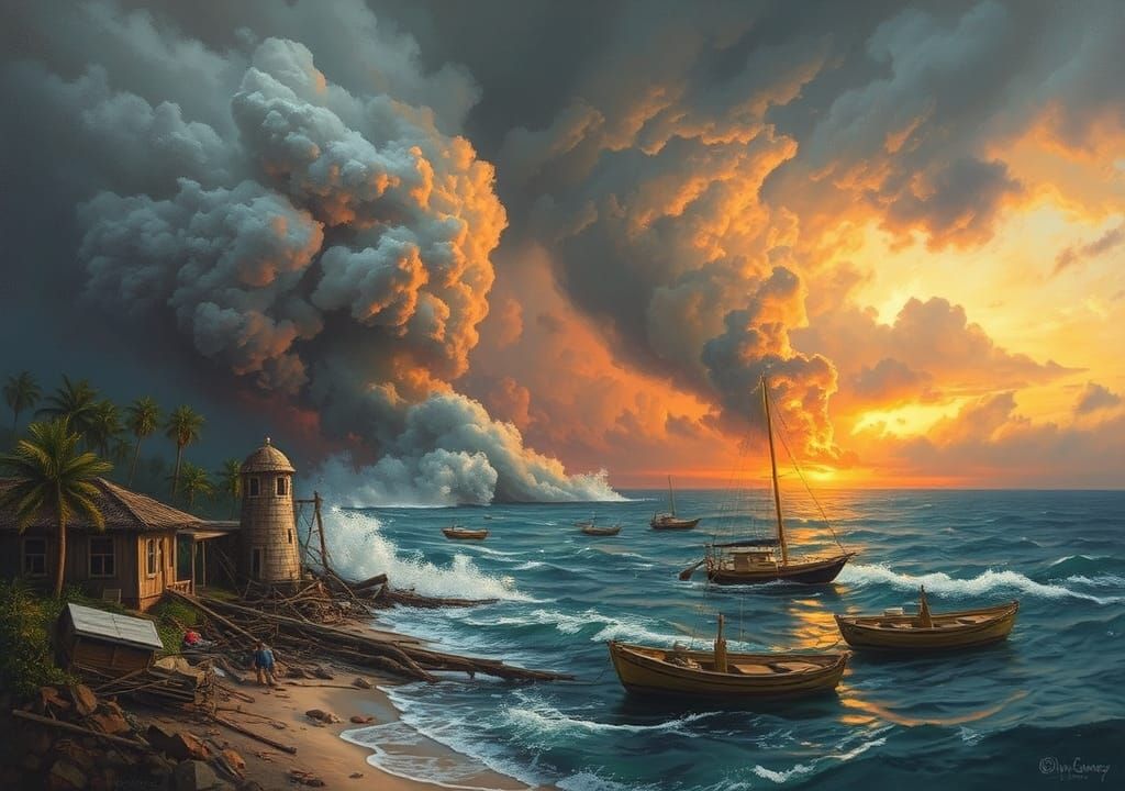 Tropical Seaside Town Faces Approaching Storm