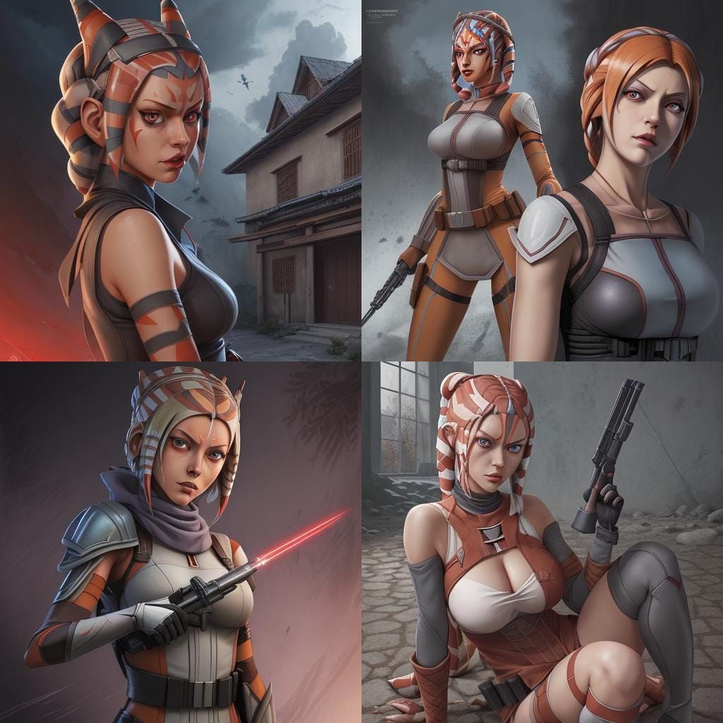 Ahsoka Tano as Lady Dimitrescu in Anime Style