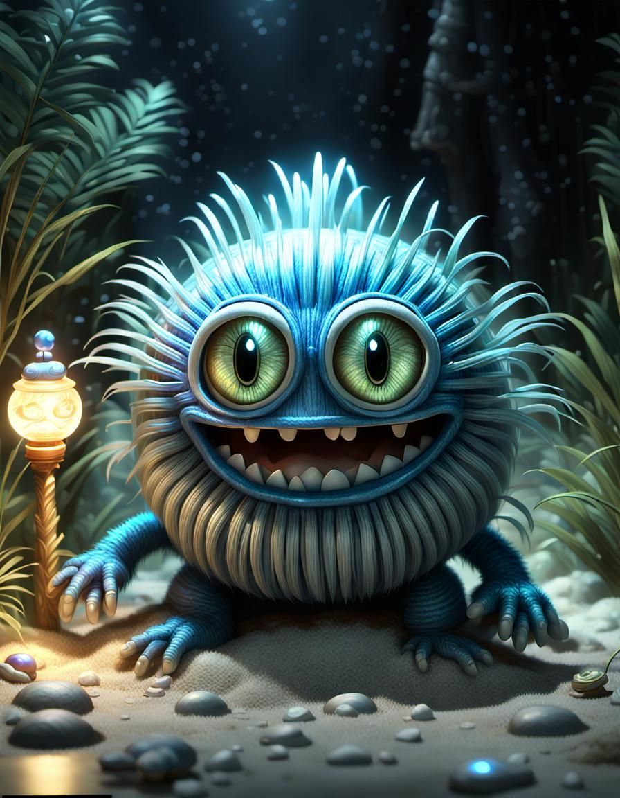 Poliwag Exeggutor Hybrid in Rococo Glowing Style