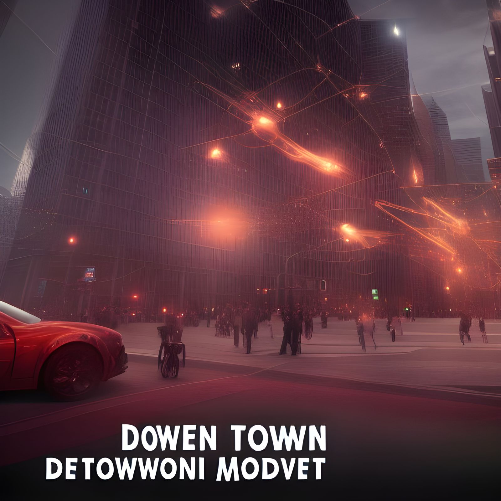 Bizarre Downtown Scene with Long Exposure Lighting