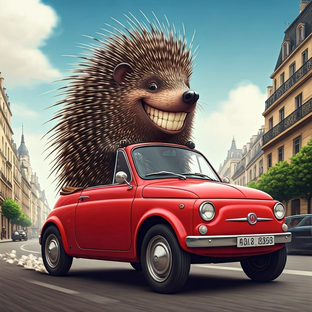 Porcupine's Parisian Adventure: Ralph Steadman Style