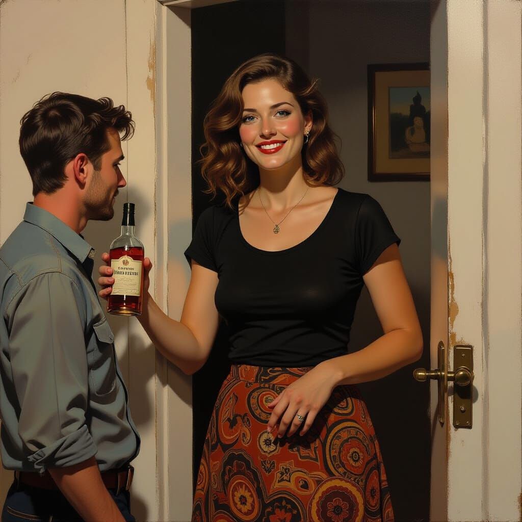 Woman with Whiskey, German Expressionist Style