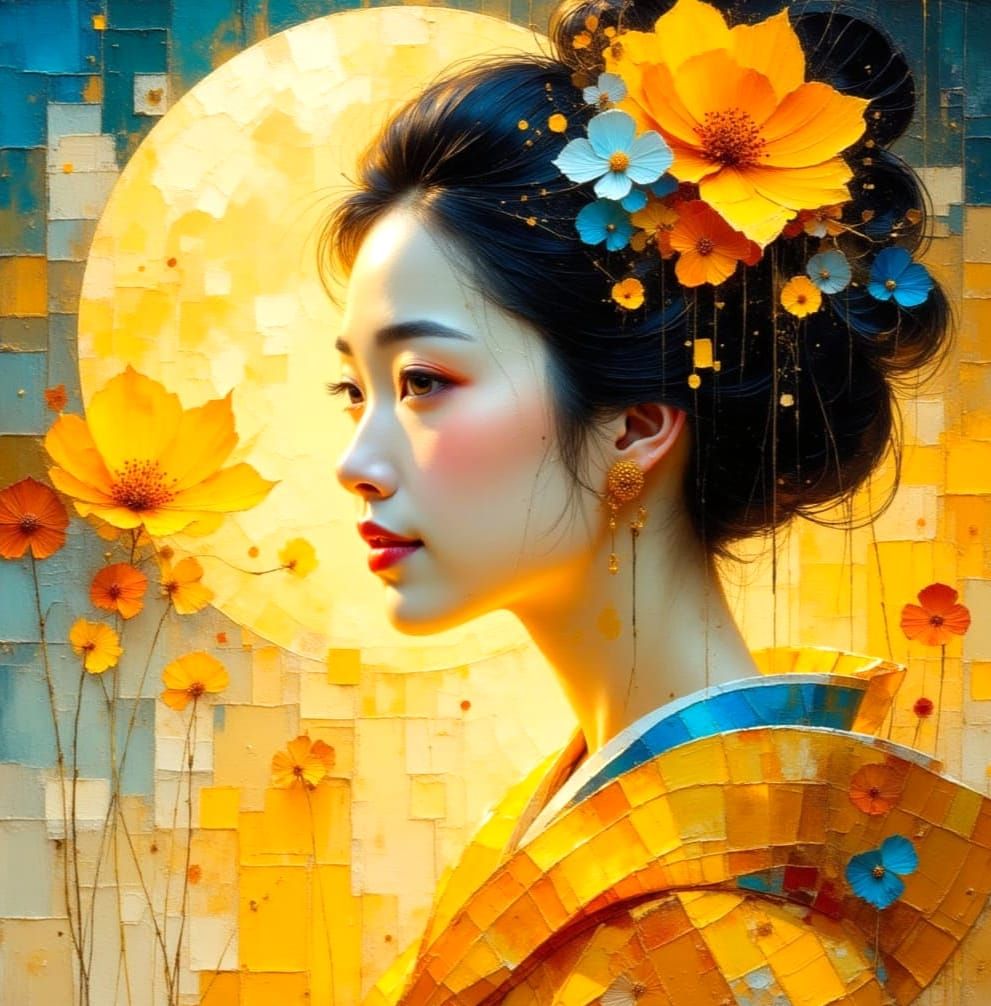Japanese Goddess in Ethereal Impressionist Style