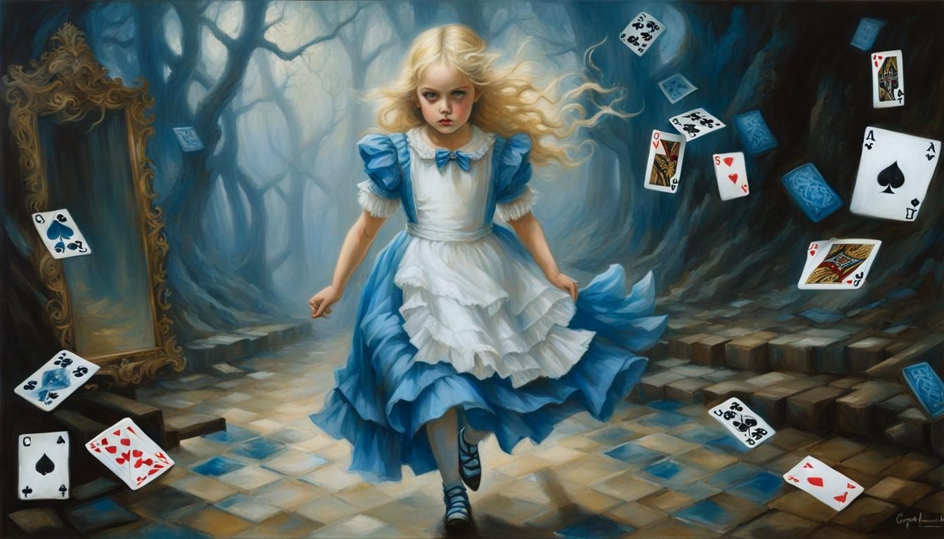 Terrified Alice in Wonderland in Dark Acrylics