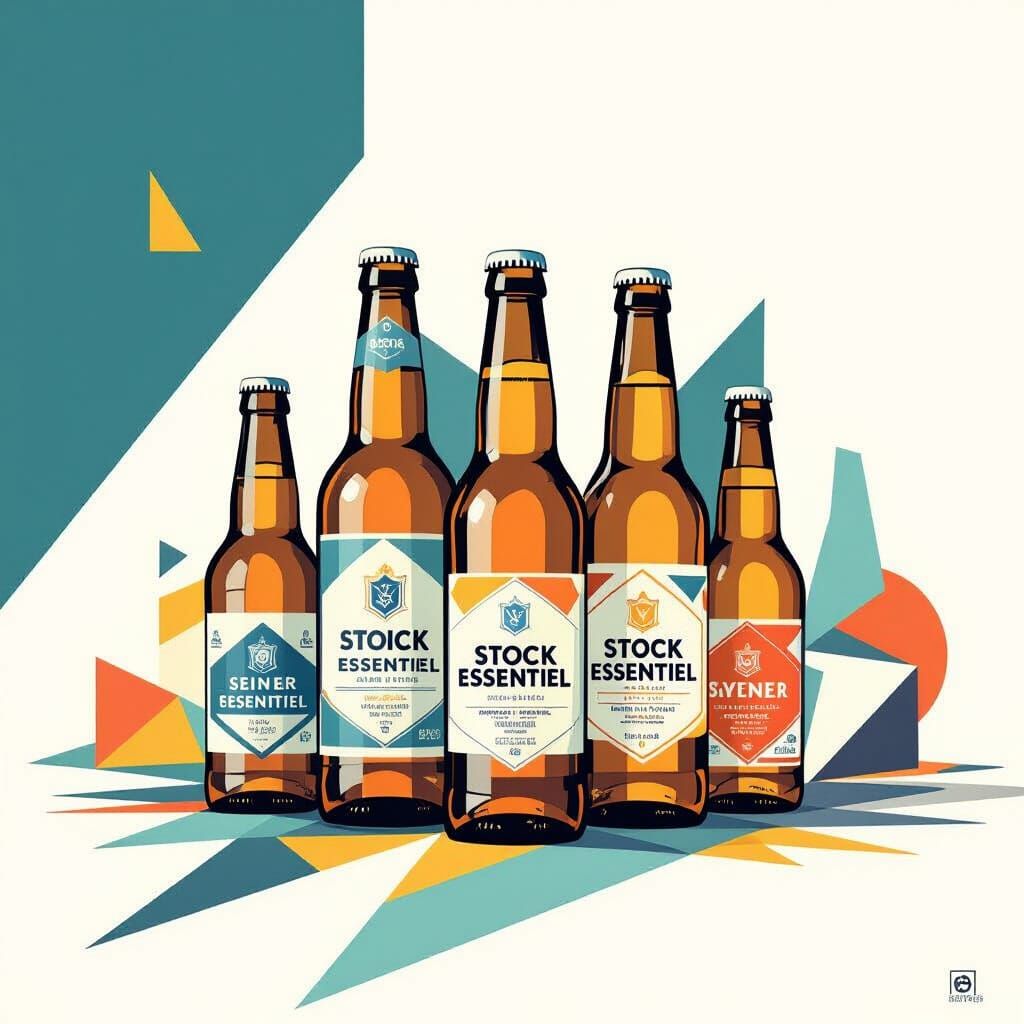 Minimalist French Beer Bottle Art in Pop Style