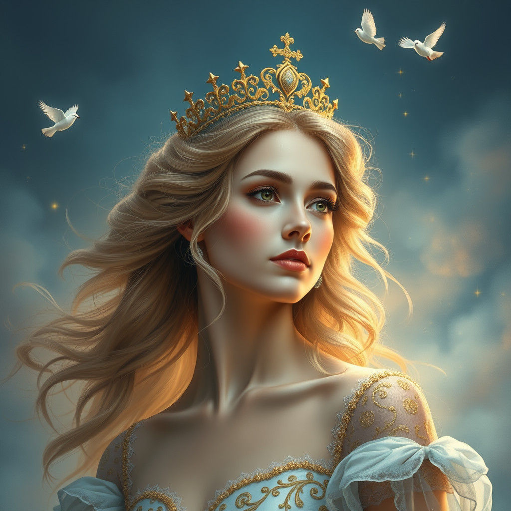 Serene Princess in Twilight with Golden Tiara