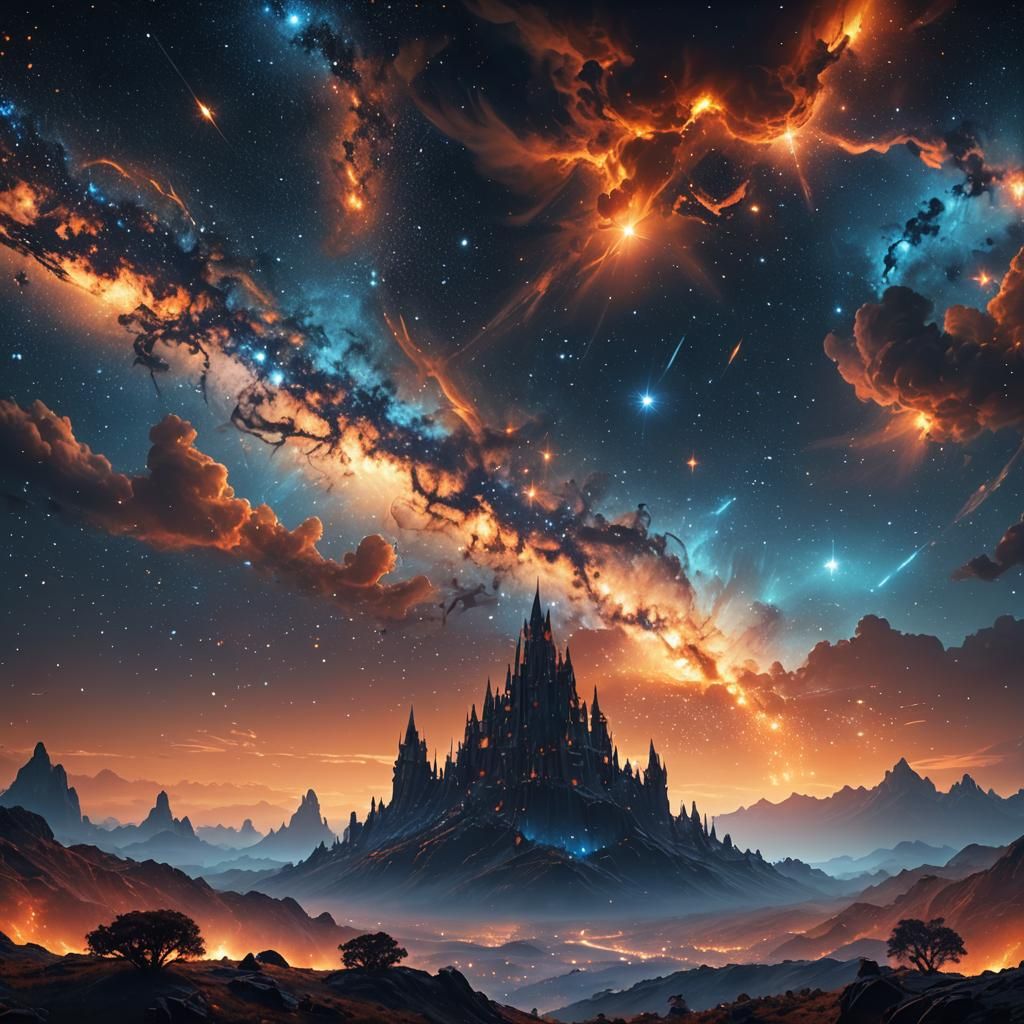 Magical Sky Filled with Stars in Cinematic Style