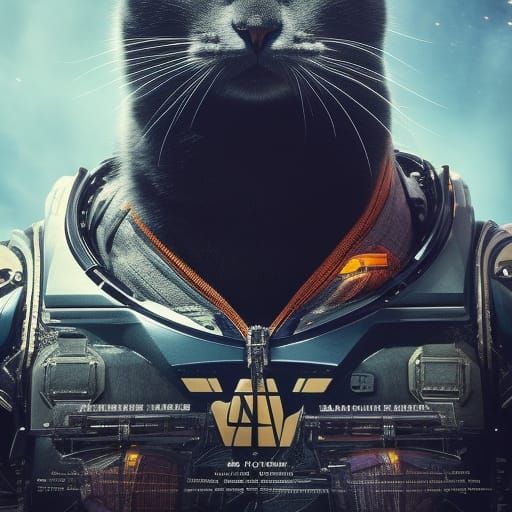Giant Sci-Fi Cat in Space, Watercolor Style