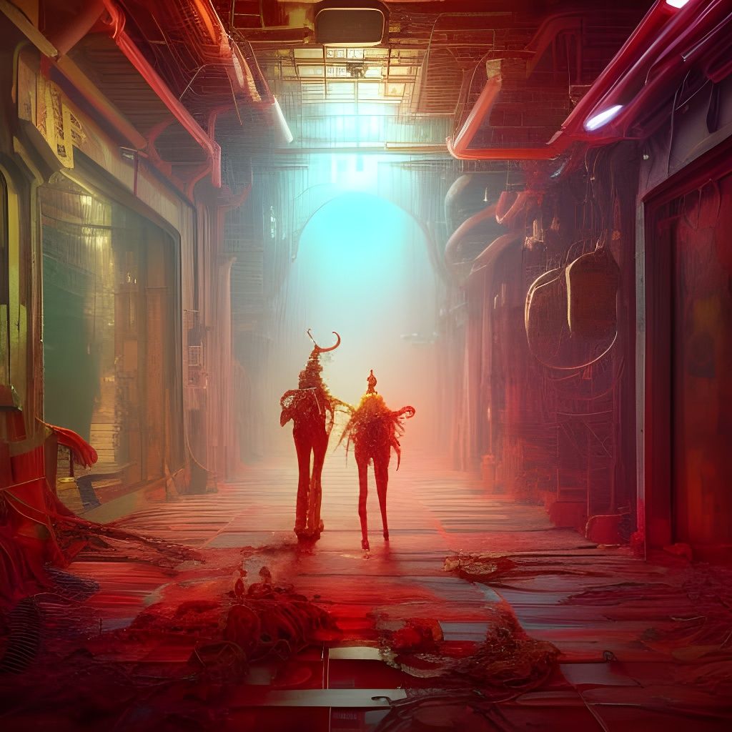 Steampunk Alien Hallway with Organic Nest