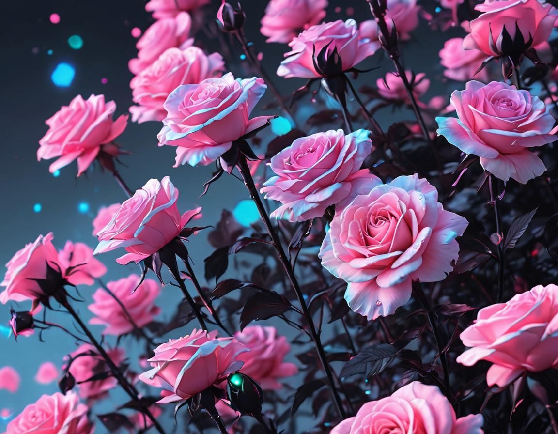 Holographic Roses in Black and White Watercolor