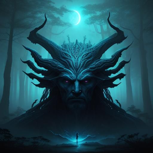 Mystical Vulcan in Dimly Lit Jungle Clearing