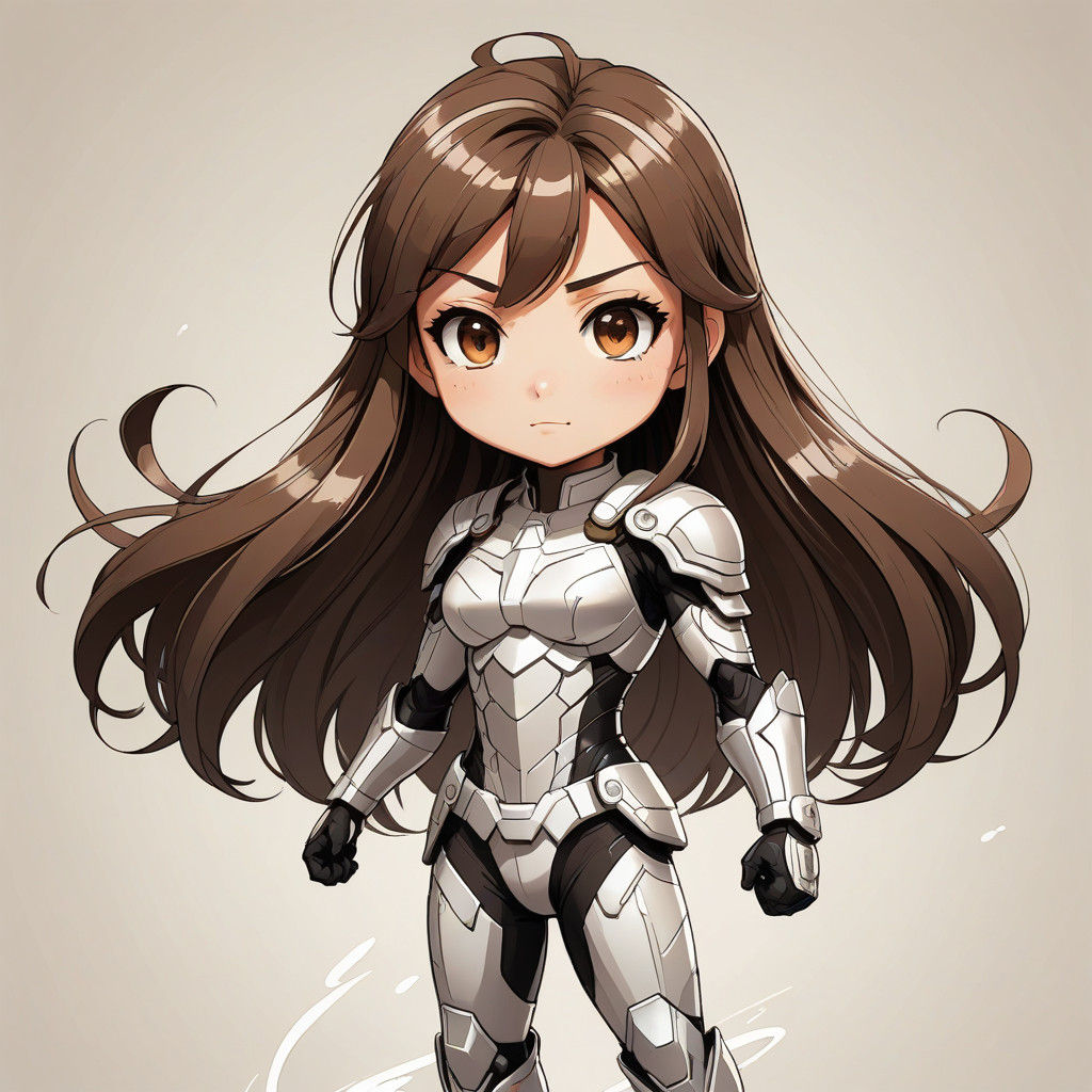 Vibrant Chibi Girl in Superhero Ivory Costume