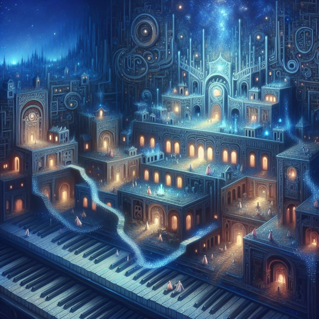 Miniature Civilization Flourishing Inside Ornate Piano