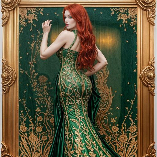 Stunning Redhead in Emerald Green Gown