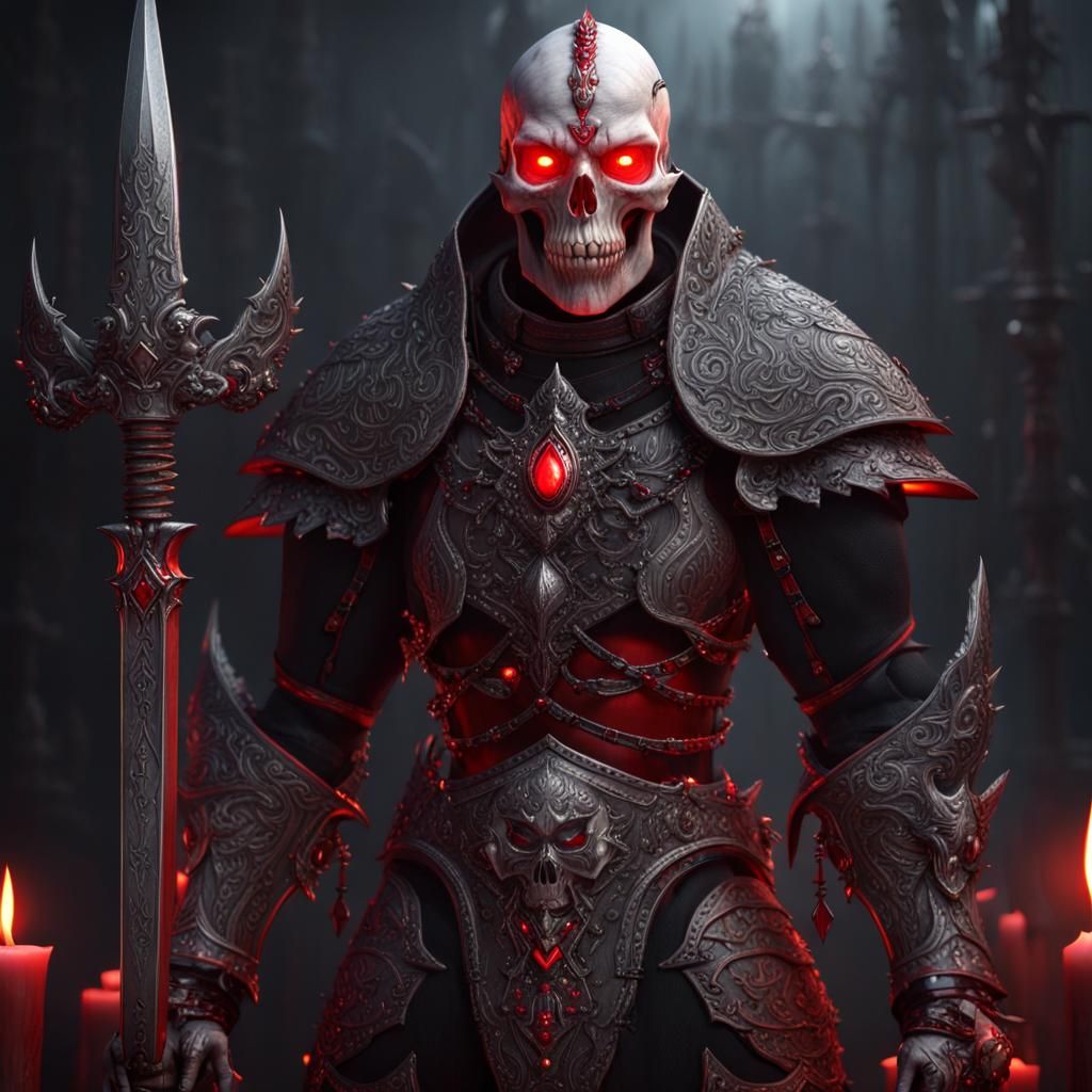 Armored Demon Warrior in Dark Temple