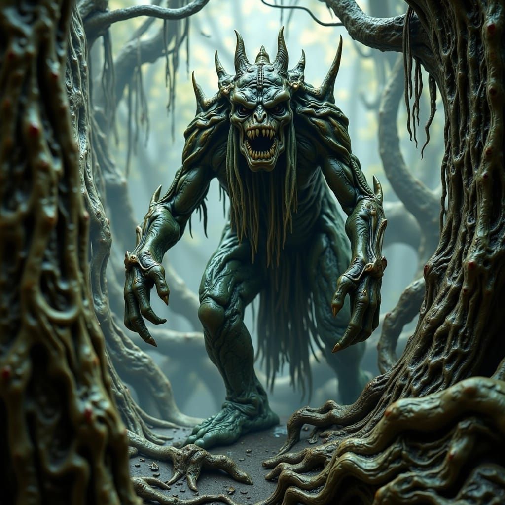 Dark Swamp Beast Rises from the Misty Depths