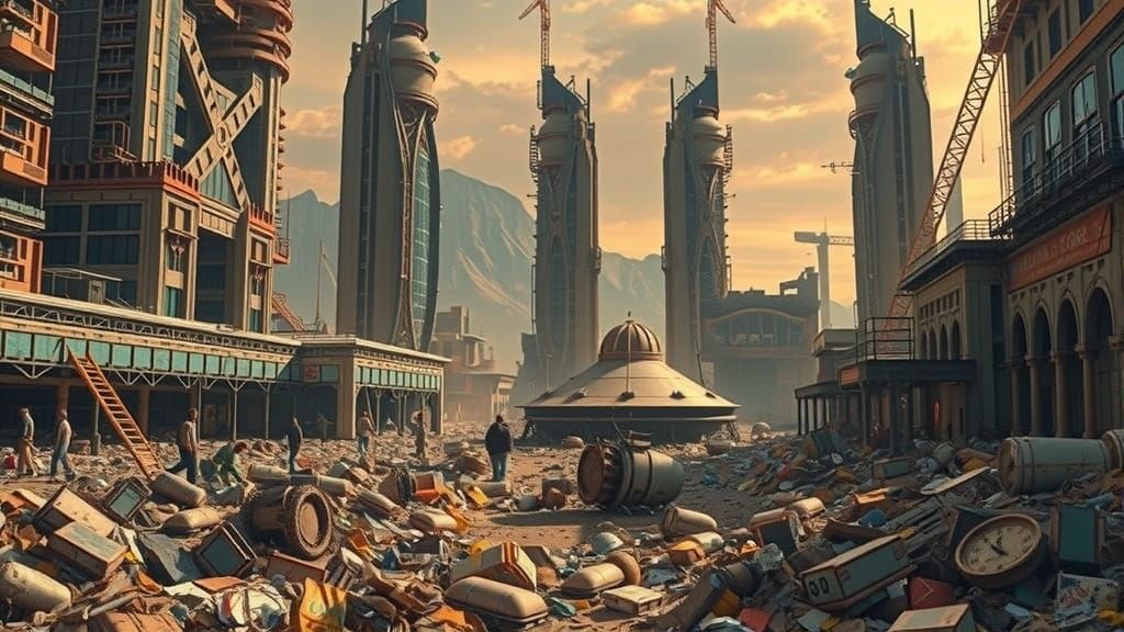 Abandoned Martian City with Glass Skyscrapers