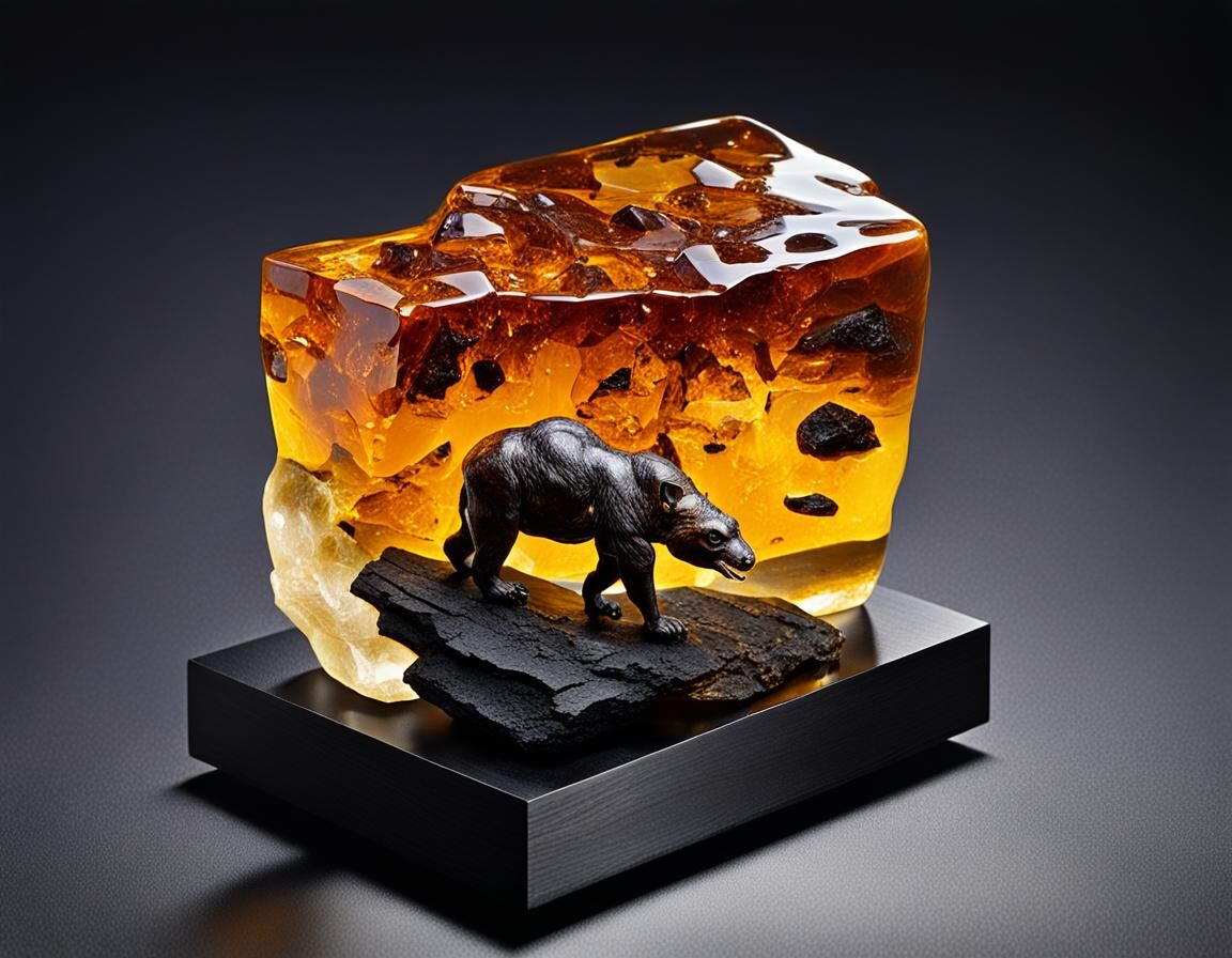 Prehistoric Animal Encased in Amber Display
