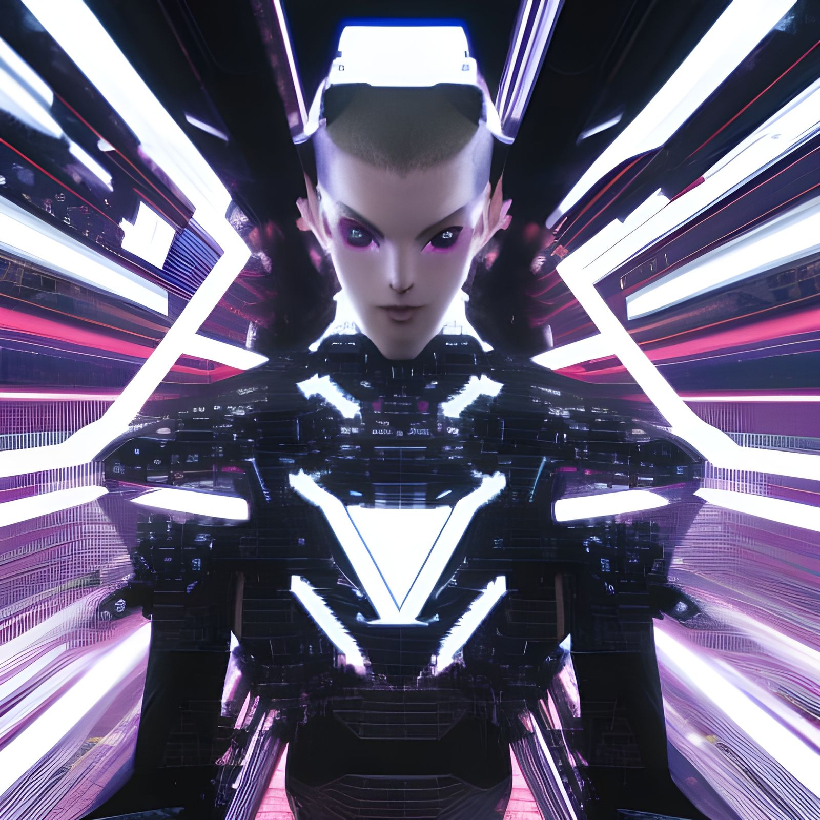 Glitched Spatial HUD Cyborg in Vray Redshift