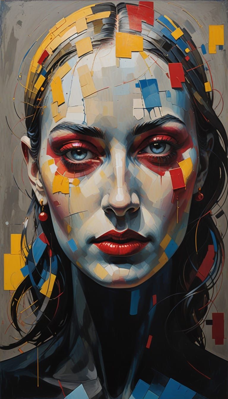 Vibrant red, yellow and blue evoking a sense of dynamic energy andAn audacious cityscape embraced by the stark beauty of...