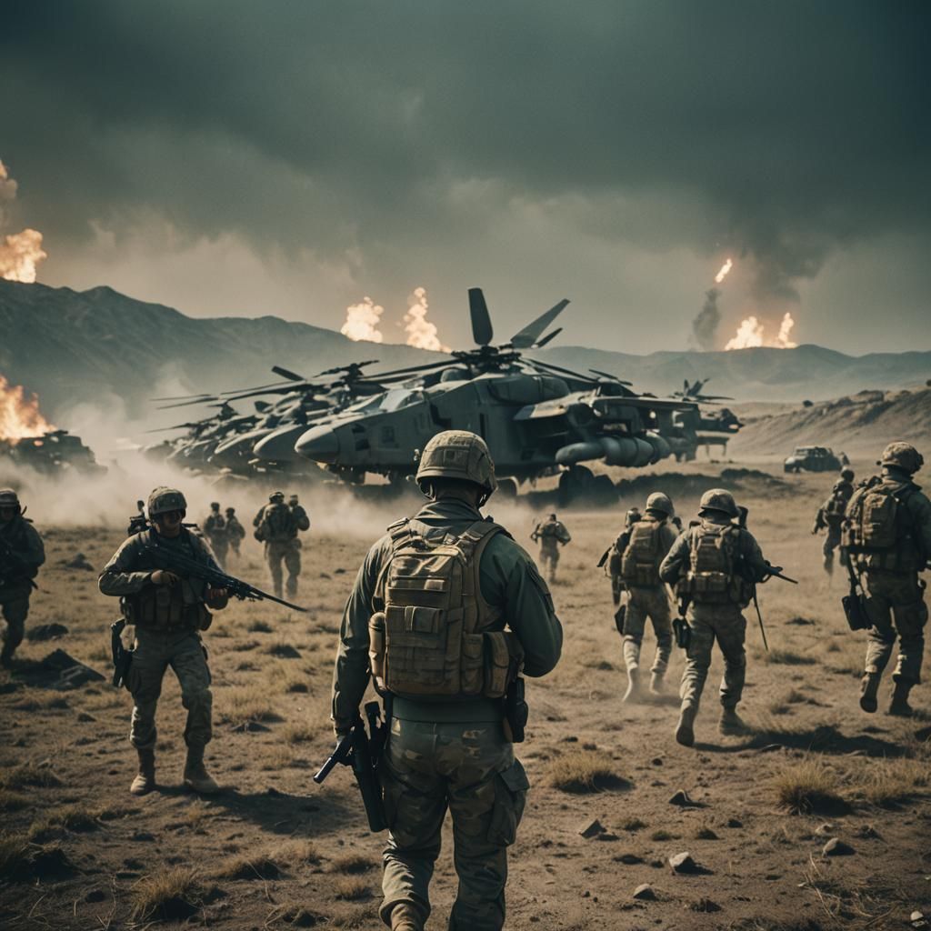 Cinematic Army Film Still in Best Quality