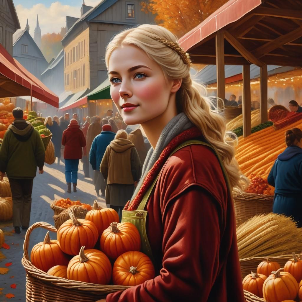 Fall Harvest Festival Cornucopia in Oil Painting