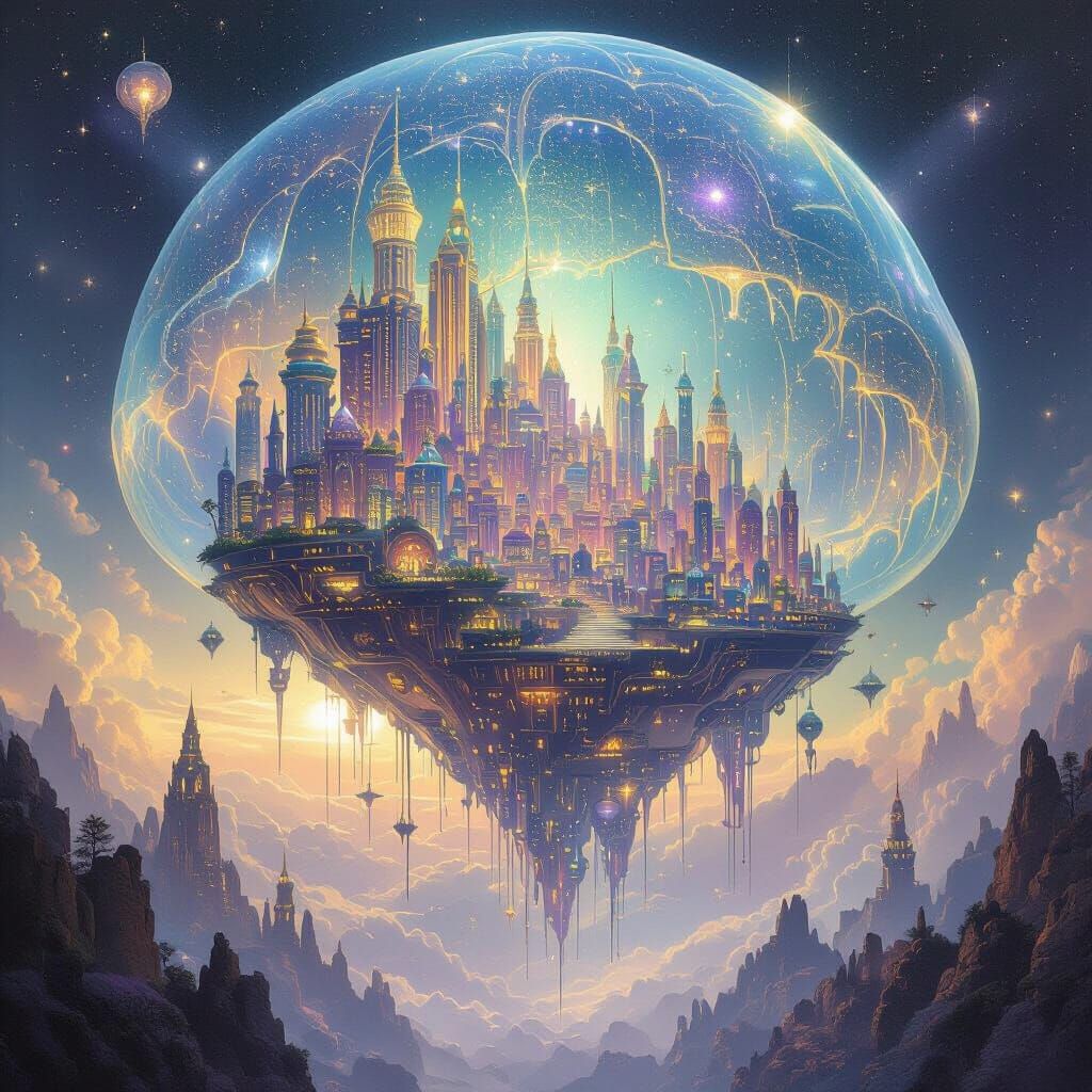 Celestial City Inside Giant Jellyfish Shell