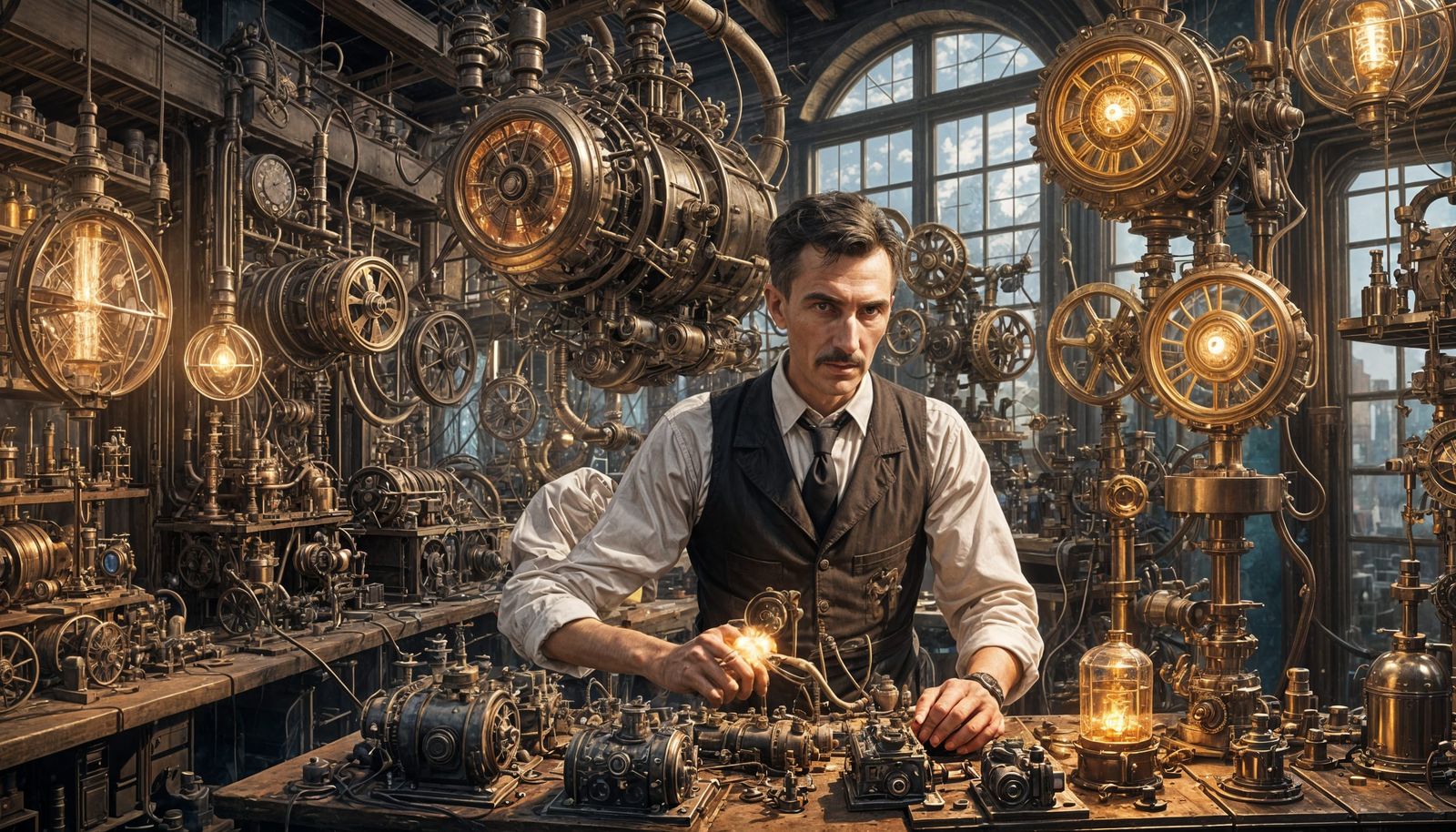 Tesla in Workshop: 3D Hyperrealistic Concept Art