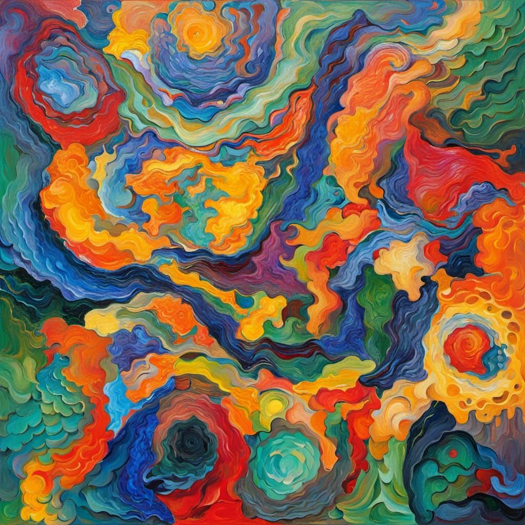 Abstract Shapes in Expressionist Impasto Oil Painting