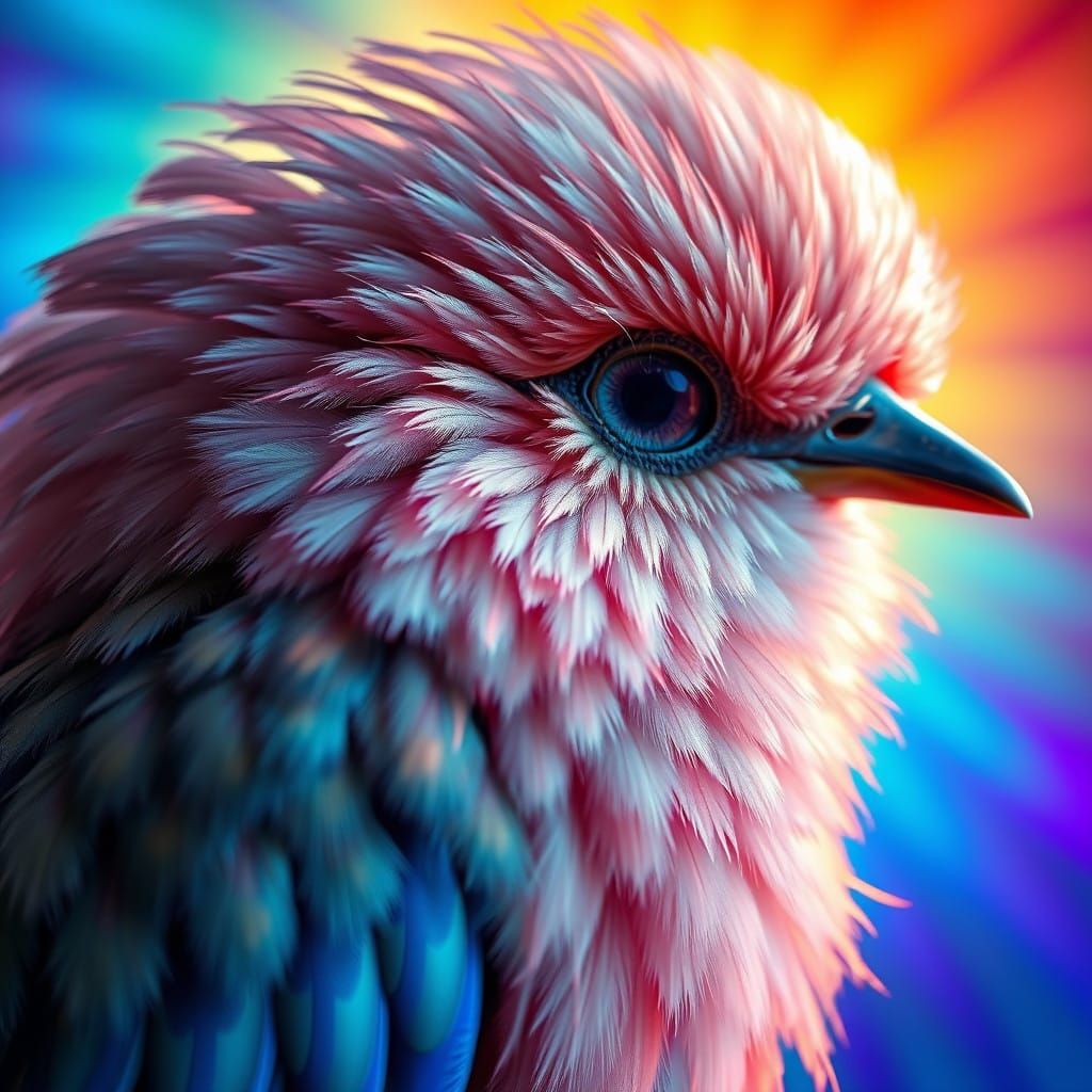 Hyperrealistic Bird Feathers in Vibrant Iridescence