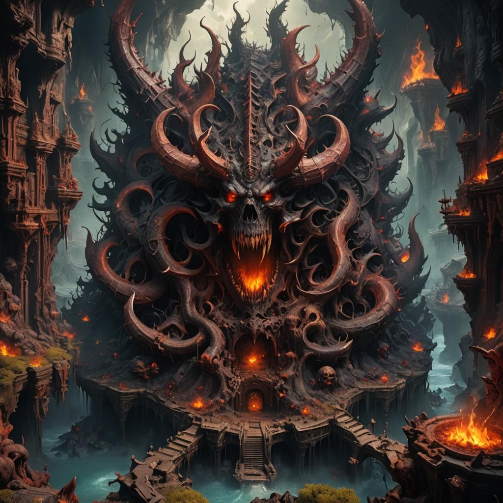 Demonic Compound in Hell: Detailed Matte Painting