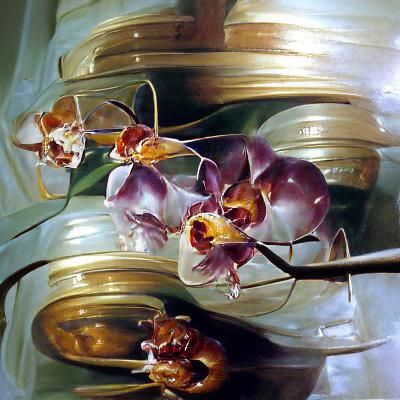 Orchids Oil Painting in Classical Style