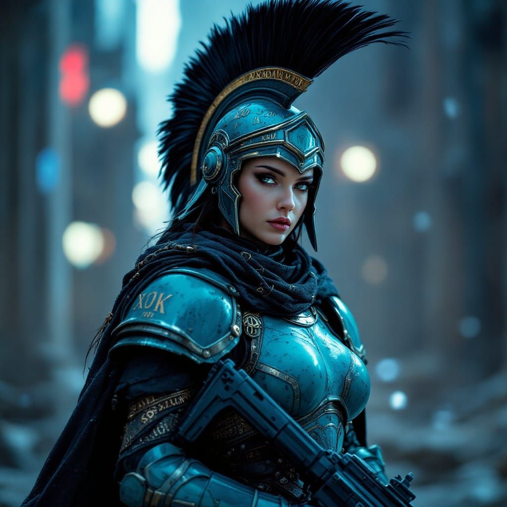 Cyberpunk Space Marine in Roman Armor