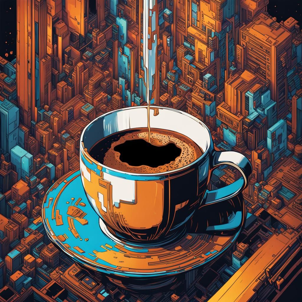 Glitchcore Coffee Cup in Vector Art Style