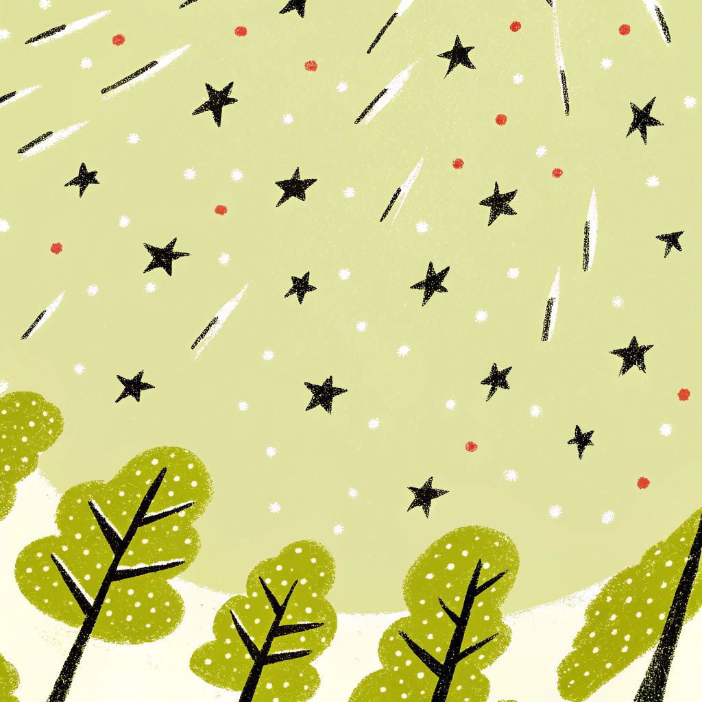 Night Sky with Shiny Stars in Matte Painting Style