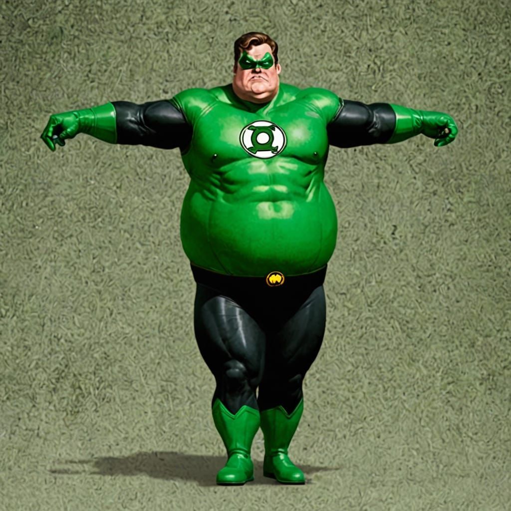Morbidly Obese Green Lantern in Dark Superhero Art