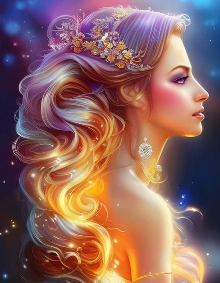 Radiant Sun Goddess in a Whimsical Garden